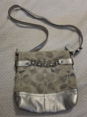 Coach Silver Signature Crossbody Bag